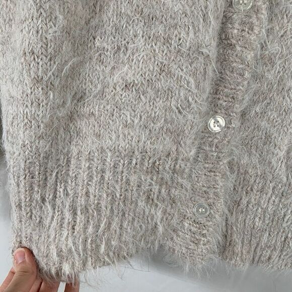 Leith Alpaca Blend Cardigan Women's Medium Grey Soft Button Front Long Sleeve - Picture 3 of 6